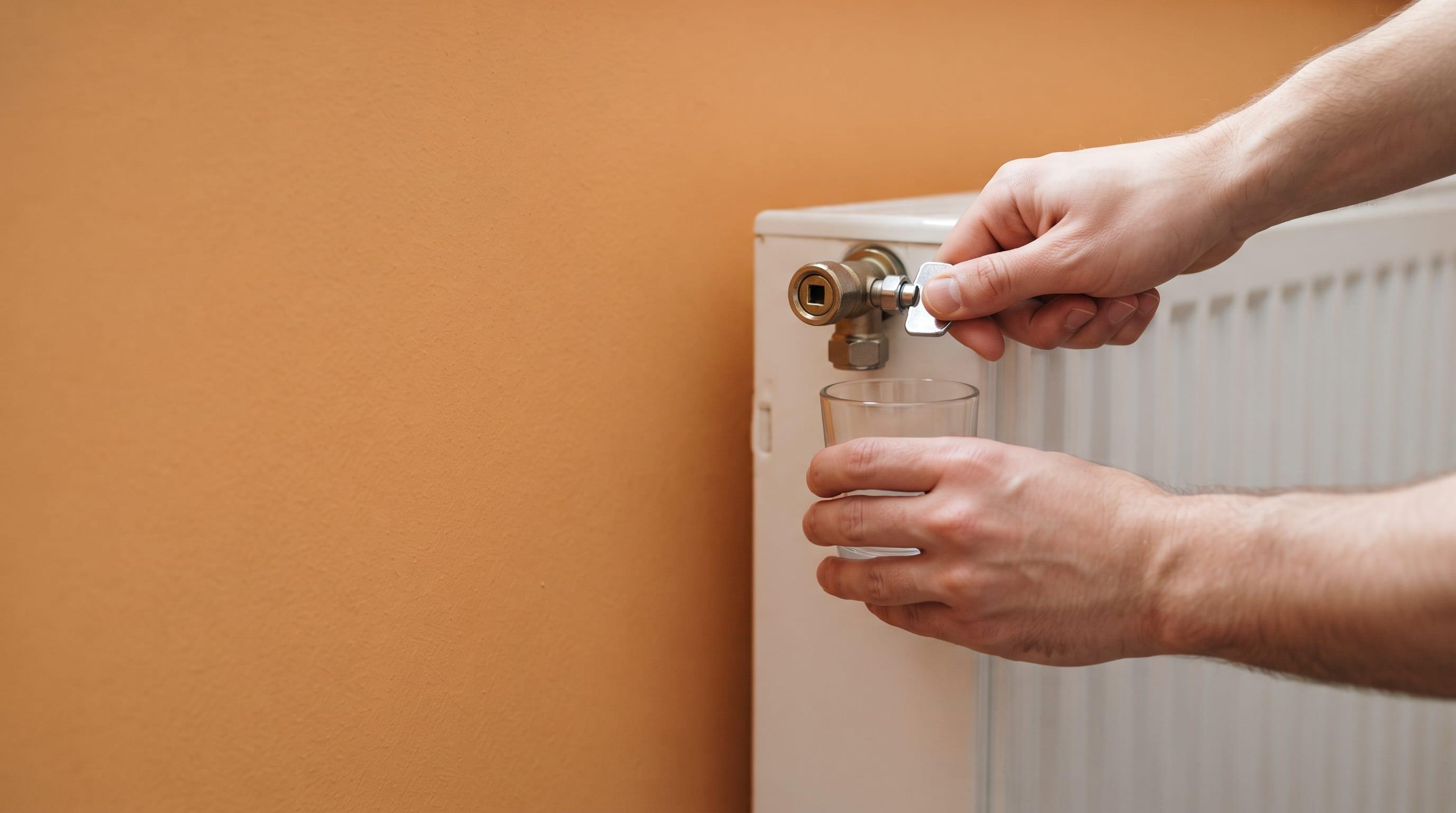 Purge d'un radiateur à la clé avant l'hiver dans un appartement parisien